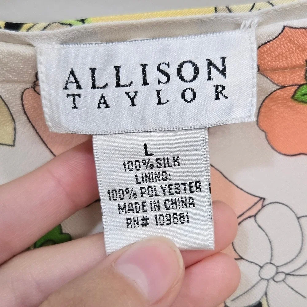 Vintage Y2K Allison Taylor Skirt Large 100% Silk‎ Mod Boho Psychedelic Floral